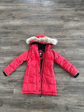 Canada Goose Kids Red Parka Jacket with Fur-Trim Hood